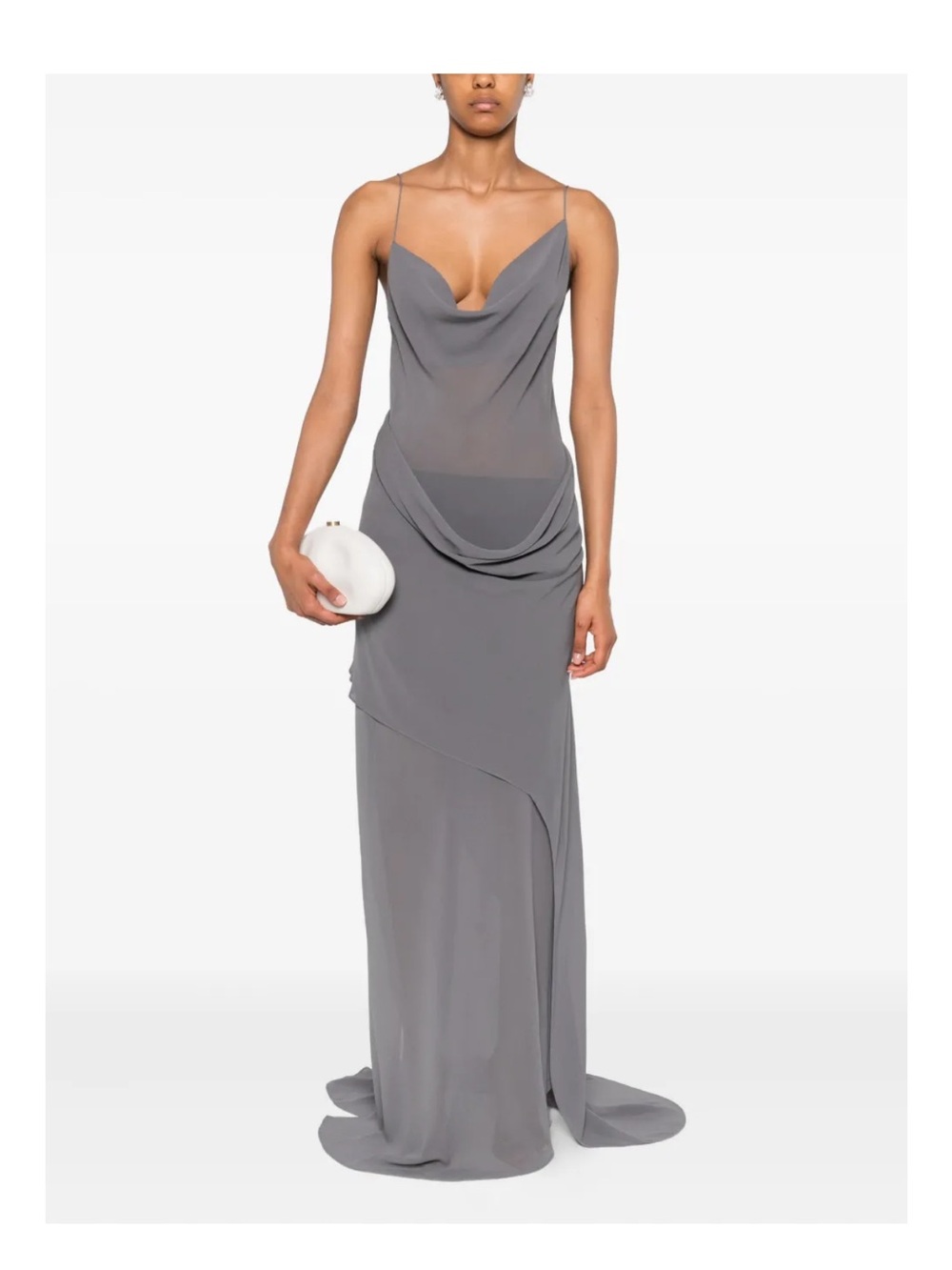 BNWOT Grey Cowl Neck Maxi Slip Dress Size L